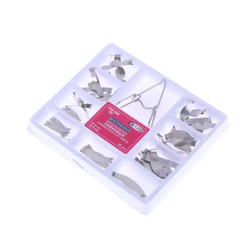 Accurate Dental Care with 36Pcs Matrix Kit Contoured Saddles Spring Clipse 0.05MM No.1330