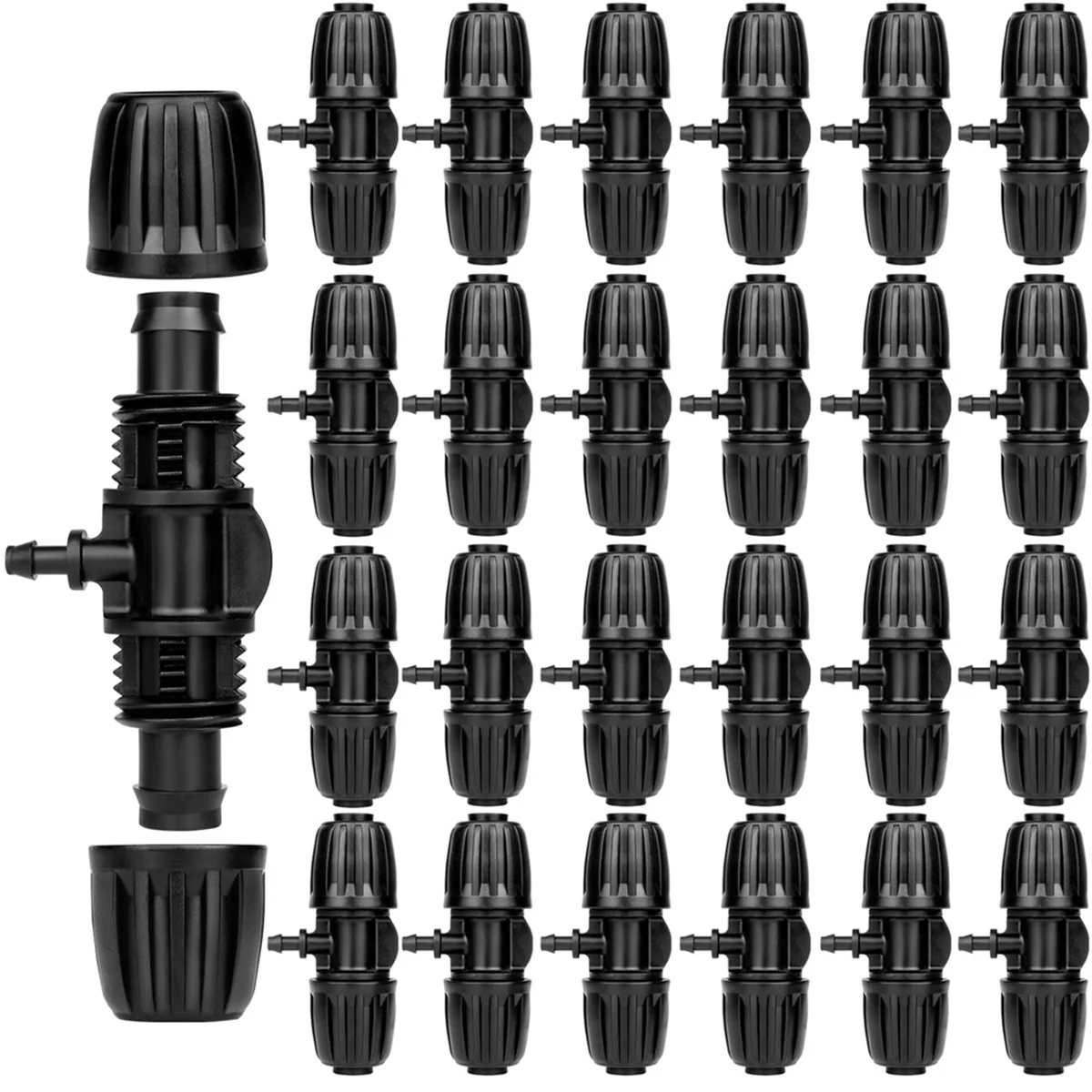 1/2 to 1/4 Drip Irrigation Fittings,25Pack Barbed Tee 1/2Inch Drip Irrigation Tubing to 1/4Inch Irrigation Tube Fitting