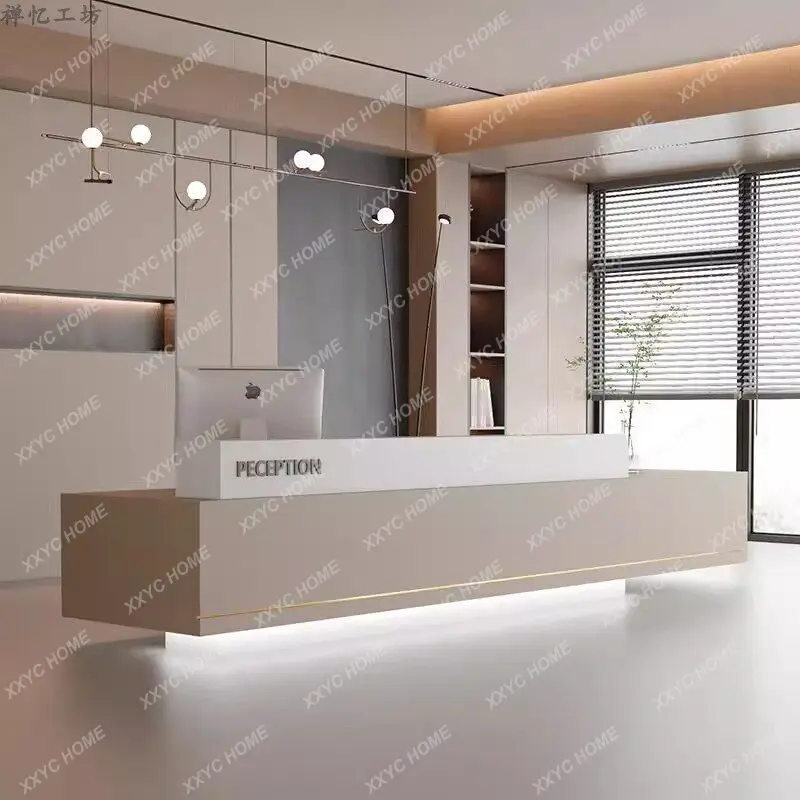Business Welcome Reception Desks Office Commericial Service Counter Reception Desks Modern Elegant Bureau Industrial Furnitu