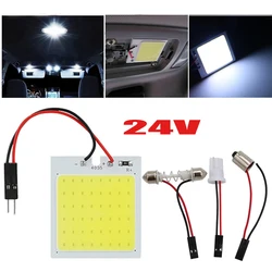 24V kamyon araba İç Dome okuma işıkları T10 Festoon Festoon adaptörü Led 48 COB beyaz Panel lamba otomatik harita bagaj lambası