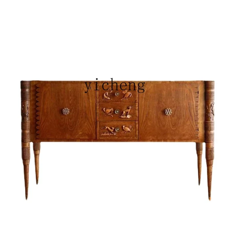 

XL Entrance Cabinet Solid Wood Living Room Curio Cabinet Locker Middle Ancient Nanyang Style French Style