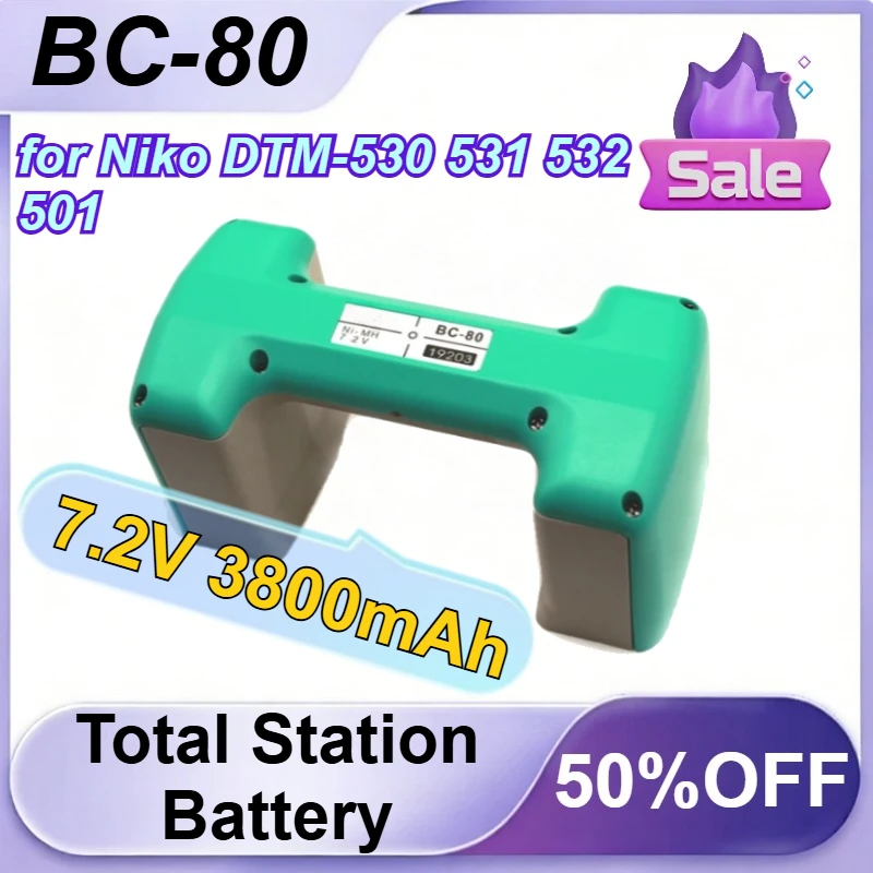 

BC-80 7.2V 3800mAh for Niko DTM-530 531 532 501 Series Total Station Replaceable Battery