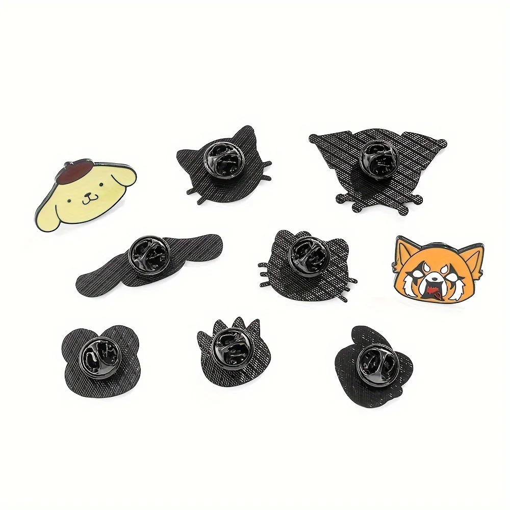 9 Pcs Animal Hello Kitty Brooch Cute Yell Kulomi Animal Lapel Pin Fashion Melody Cinnamon Metal Badge Backpack Clothing Jewelry