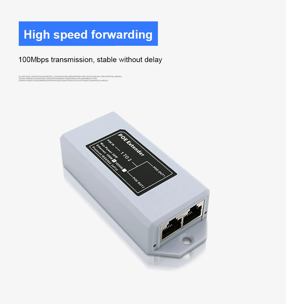 1 to 2 Port POE Extender 100/1000Mbps IEEE 802.3af/at Standard 48V for NVR IP Camera POE Extend 100 Meters for POE Range