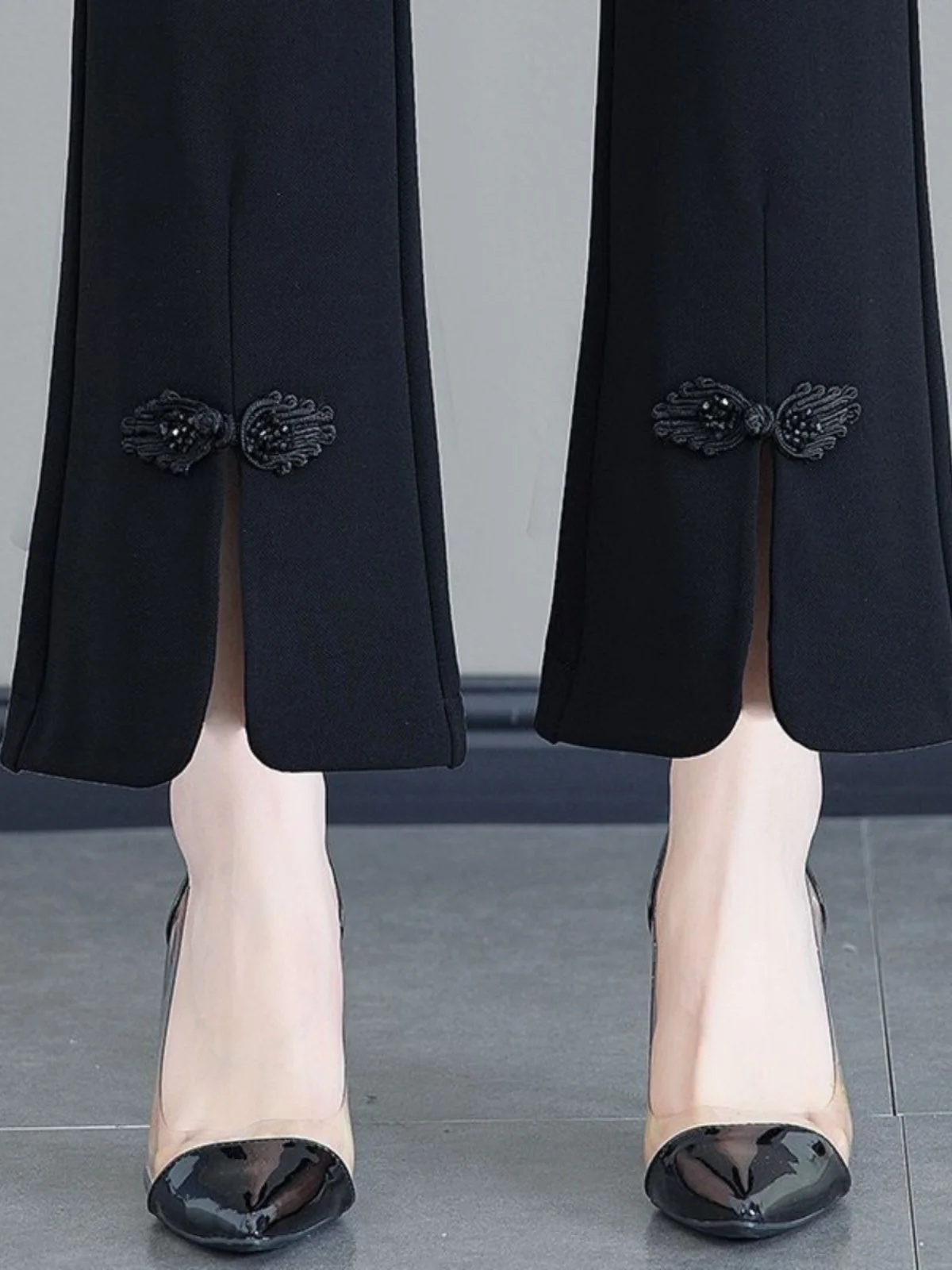 

Chinese Style High Slit Design Women's Pants Spring Summer New Arrival Drapey Wide Leg Pants Traditional Chinese Fashion
