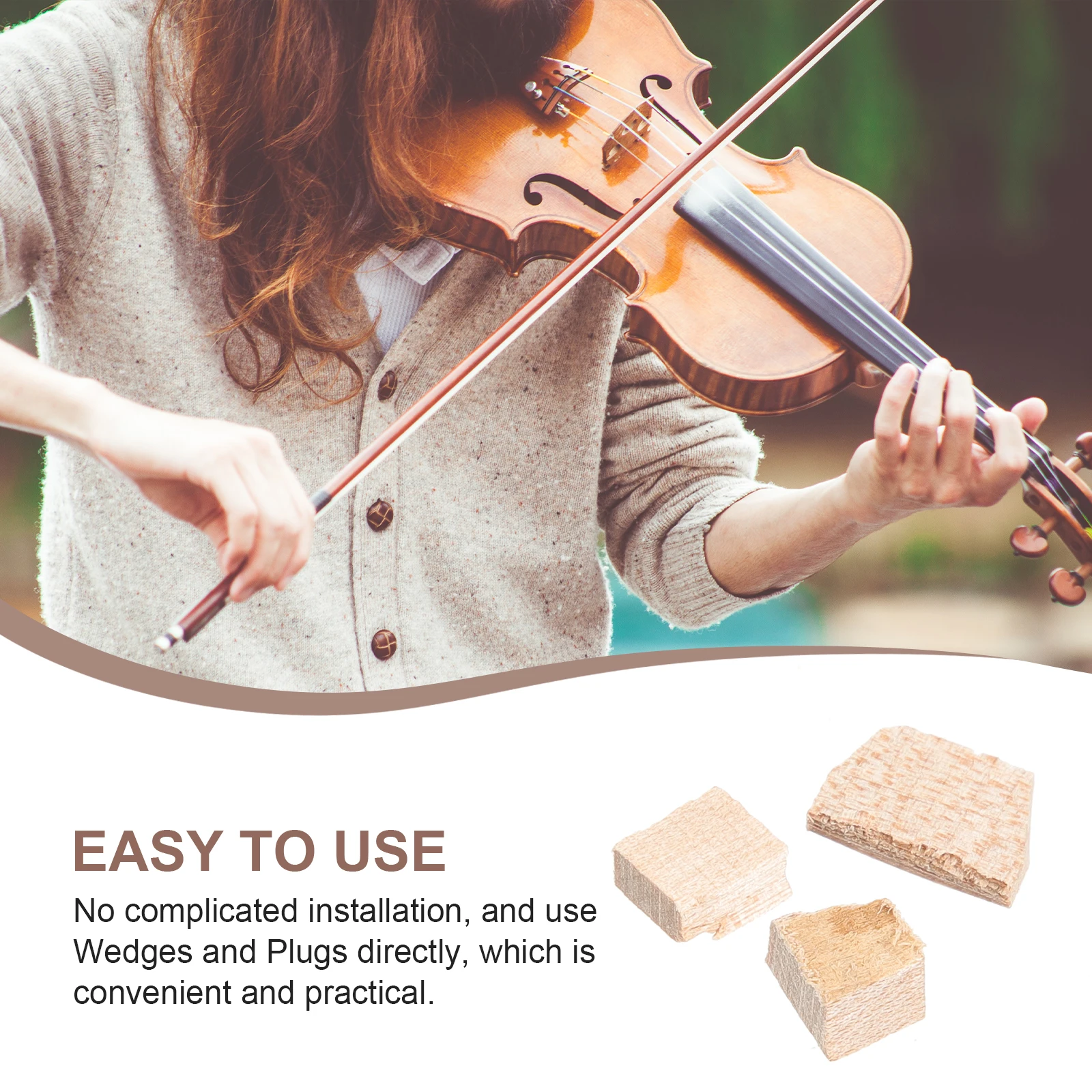 

2 Sets Violin Bow Accessories Replacement Parts 2 Styles Musical Instrument Wooden Wedges Plugs Sturdy Materials Practical Use