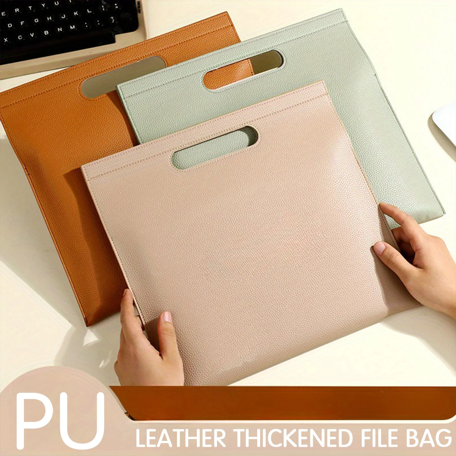 

A4 Leather File Holder Large Capacity Magnetic Closure Document Organizer Folder for Office School Stationery Storage
