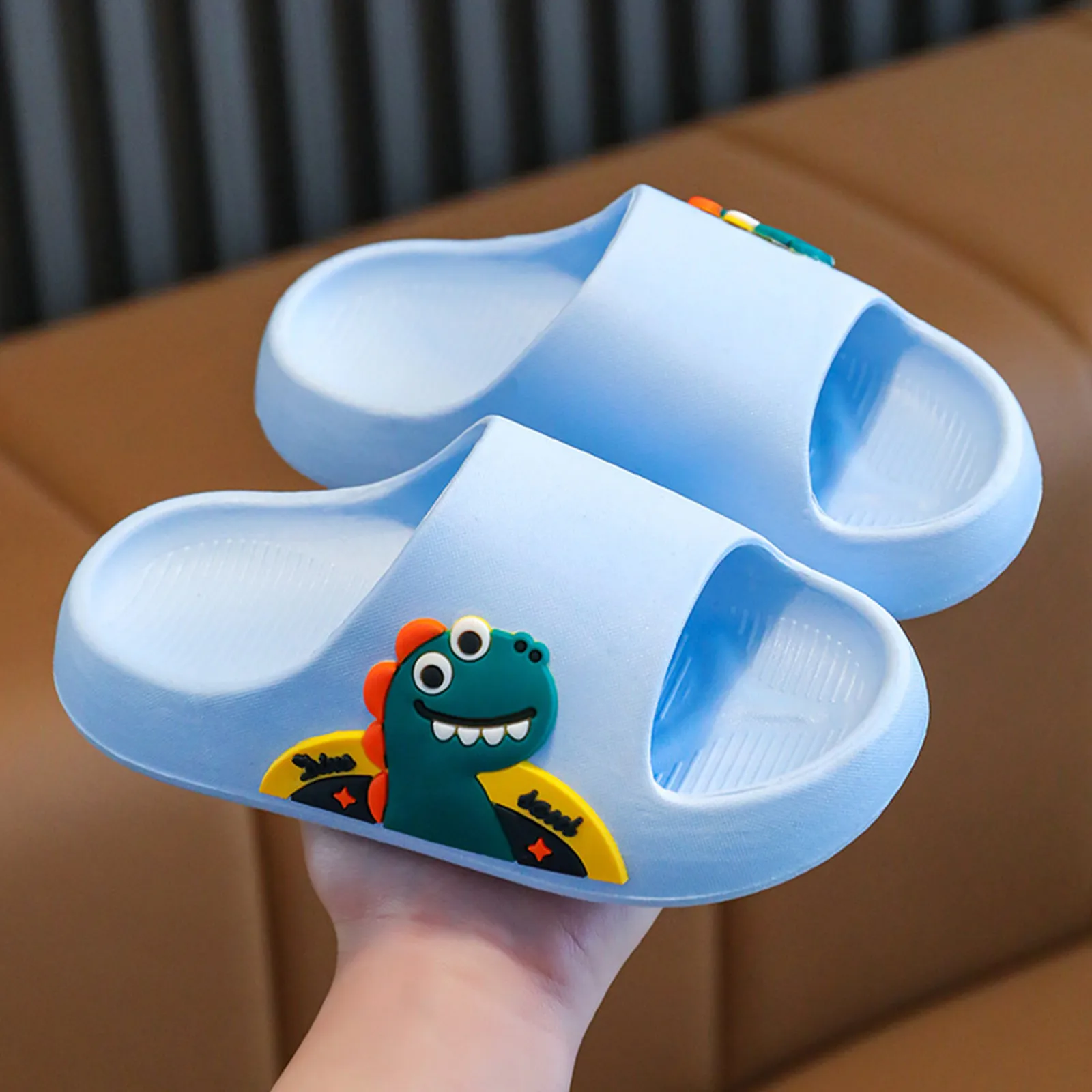 

Baby Boys Slippers Summer Kids Home Shoes Flip Flops For Children Cartoon Dinosaur Bathroom Antislip Thick Sole Slides 2-4years