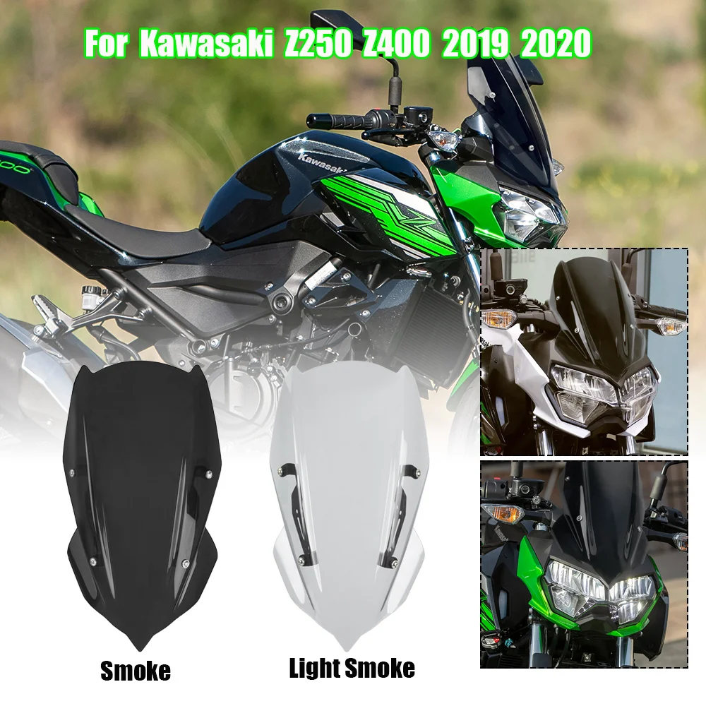 

For Z250 Z400 Accessories WindScreen Windshield Shield Screen Viser Wind Deflectors For Kawasaki Z250 Z400 Z 250 Z400 2019-2024