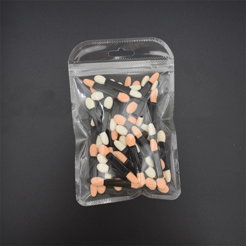 Cuttte 120PCS Disposable Dual Sides Eye Shadow Sponge Applicators with Container, Length Eyeshadow Brushes Makeup Applicator