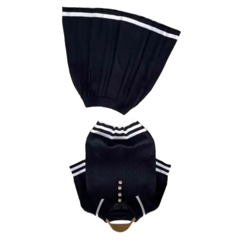 Summer New Versatile Knitted Sweater Two-piece Suit Women's Retro Contrasting Color Short-sleeved Top High Waist Pleated Skirt