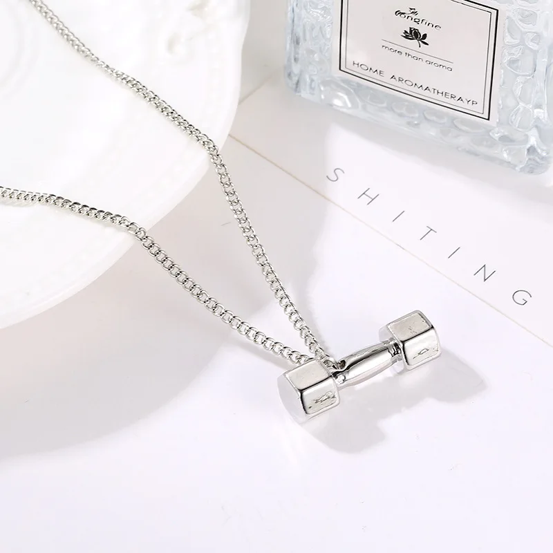 New INS Style Dumbbell Geometry Pendant Choker Necklace Chain For Women And Men Fashion Punk Party Jewelry Gifts