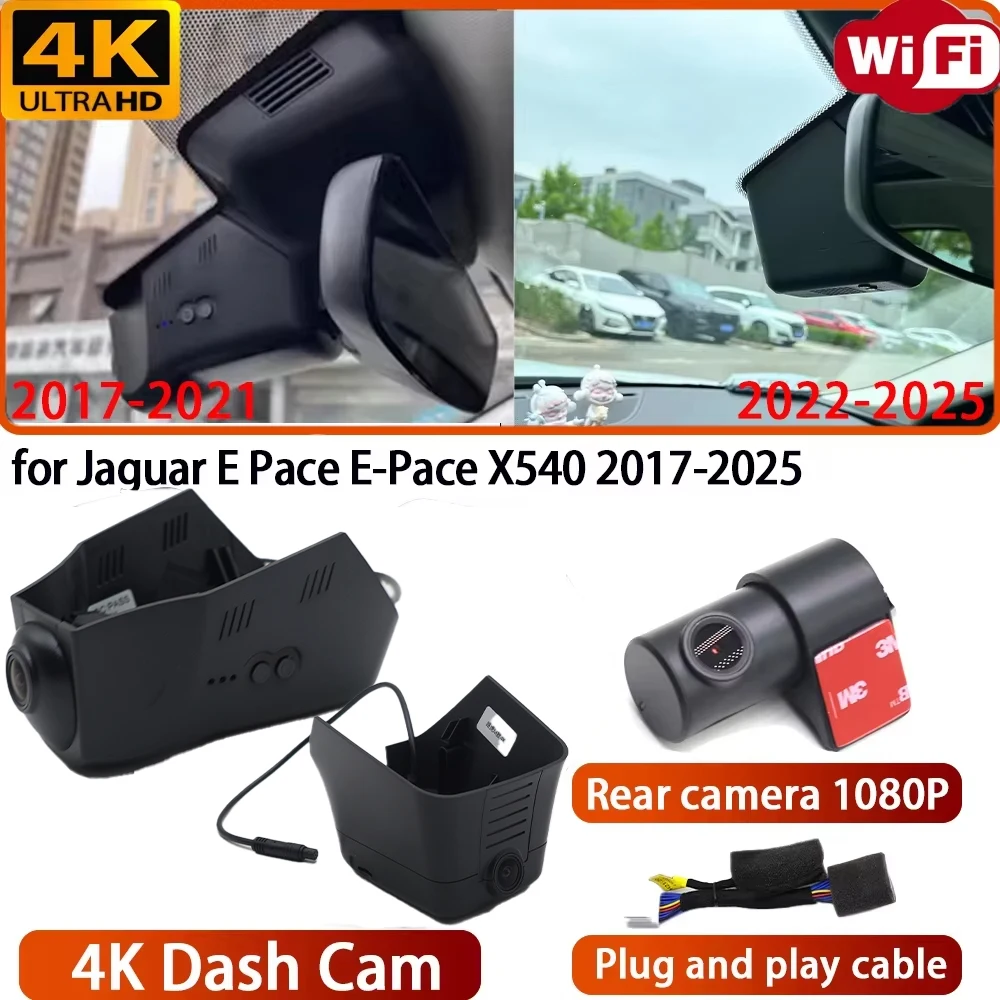 for Jaguar E Pace E-Pace X540 2017-2025 Video Recorder 4K DVR Dash Cam Wifi Camera 170° Angle Plug & Play Loop Recording