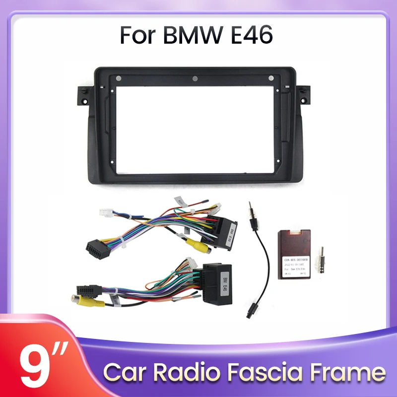 

9-inch car multimedia radio with canbus bus mounting bracket, central console panel set suitable for BMW E46 1998-2005