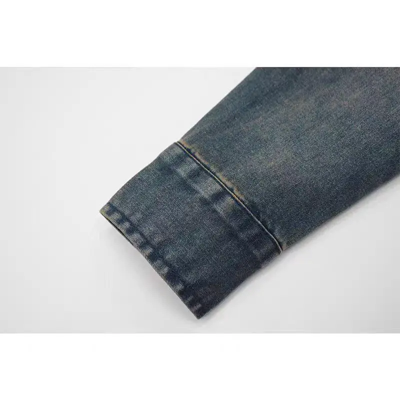 Women's Retro Denim irt Jaet Autumn Winter Outerwear Slim Fit Long Sve Pure Color Commute Sle No Brand Registered Tr...