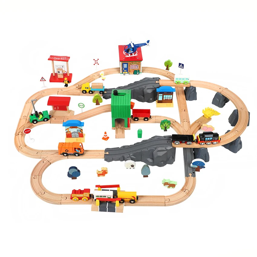 Farm Transport Track Set Train Track and Car Train Electric Car Children\'s Puzzle Toys Gift Compatible with Wooden 1:64 Pd09