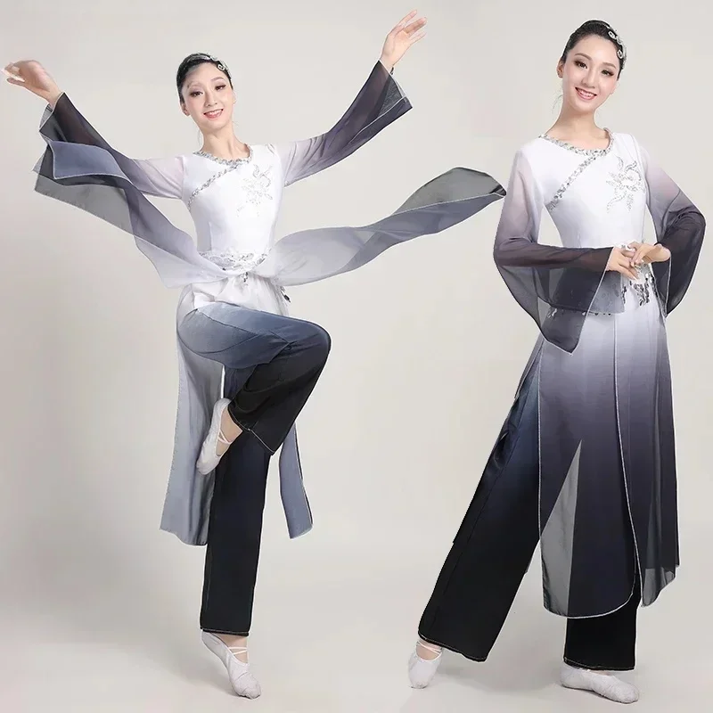 Costume de danse classique pour femmes, Costume de danse ethnique, vêtements Yangge, vêtements d'exercice