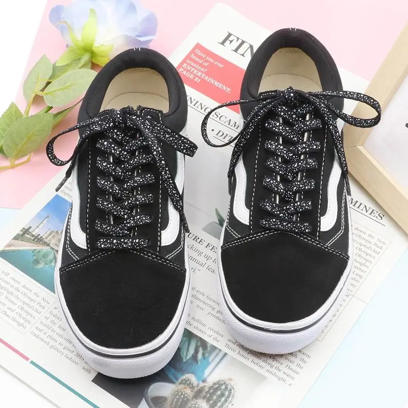 1 Paar bedruckte, flache Schnürsenkel für Sneaker, farbige Sport-Schnürsenkel, Schnürsenkel mit Tintenfleck-Motiv, 0,8 cm breit, für Freizeitschuhe und Sneaker. – Detail 16