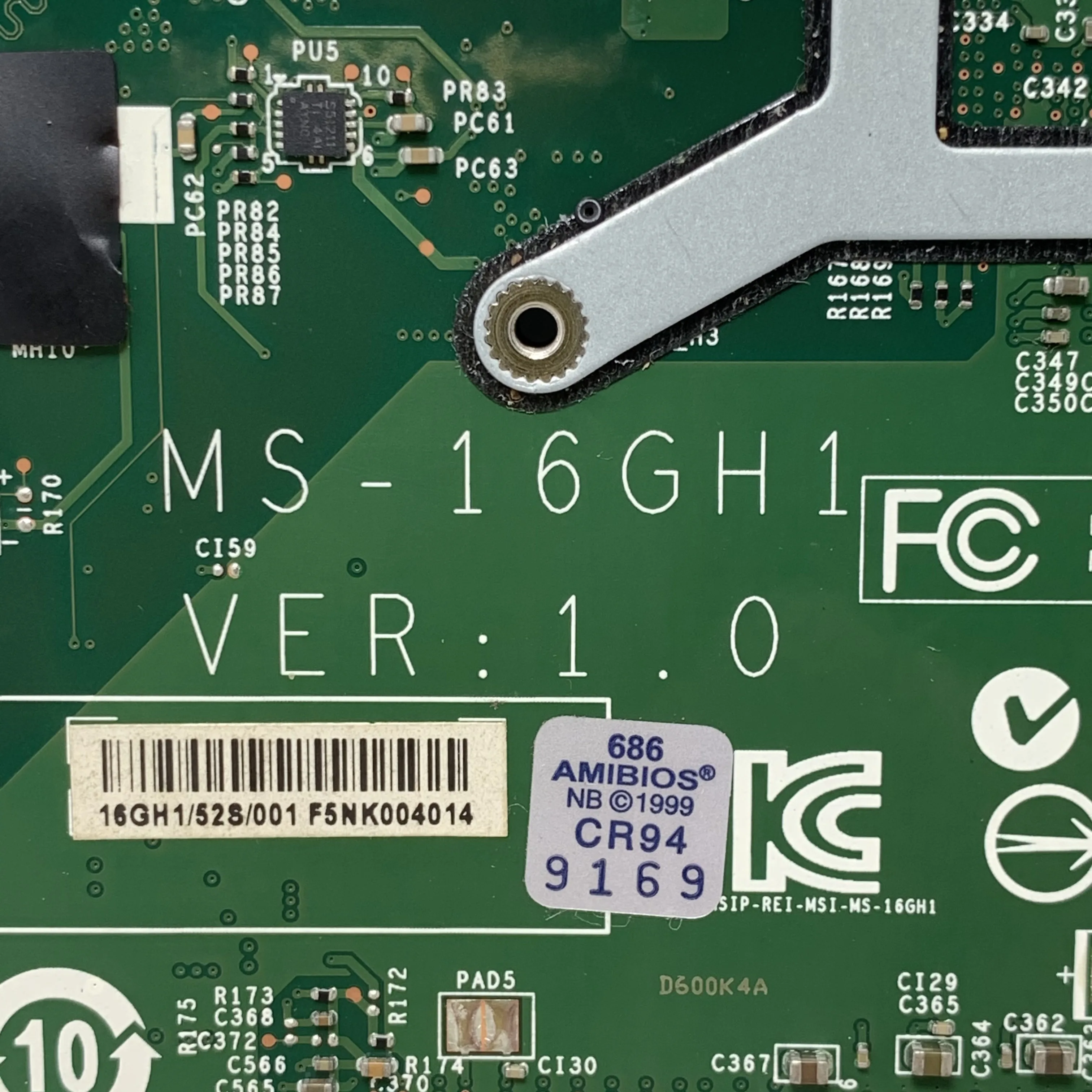 Placa base de alta calidad para ordenador portátil MSI GE60, GP60, MS-16GH1, SR1Q0, MS-16GH1, CPU, I5-4210H-A2, probada con N16P-GT, versión 1,0