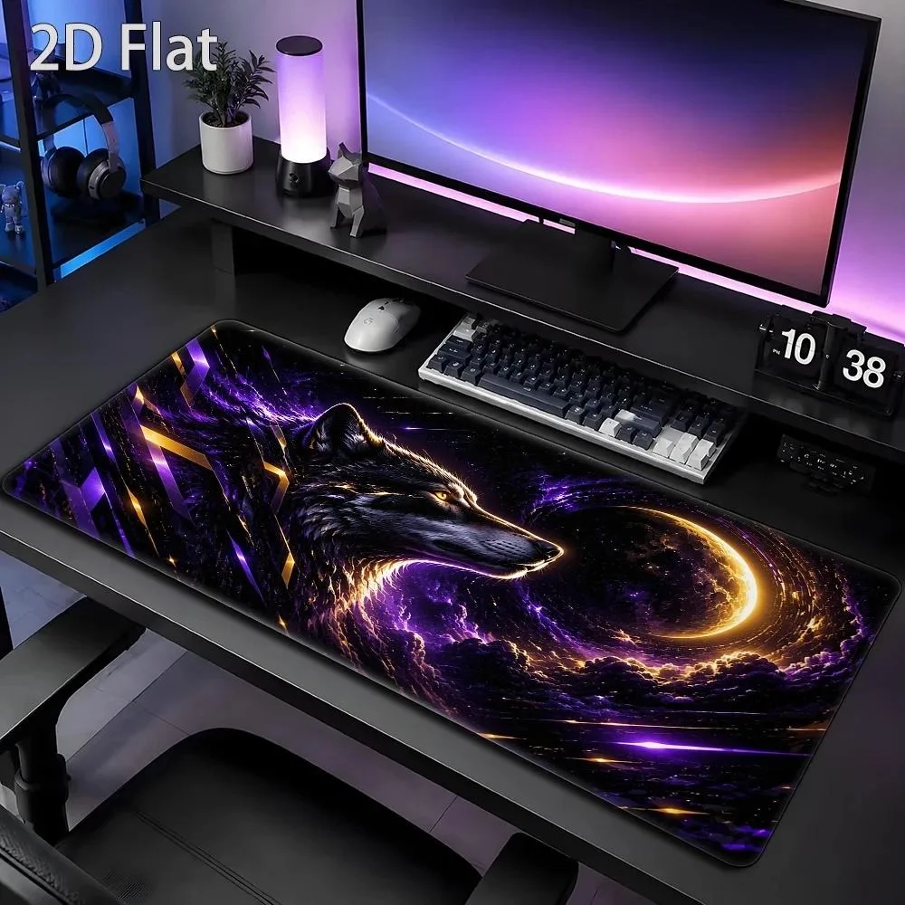Cosmic Wolf Large Mouse Pad, featuring galaxy-themed design, with futuristic and sci-fi aesthetic elements pc accessories