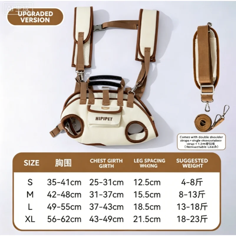 

Dog bag out portable breathable multi-functional traction backpack Easy to Clean Backpack Breathable Adjustable cat bag petstrap