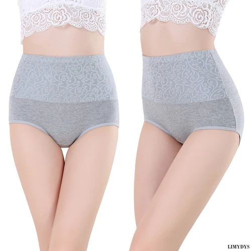 Imagen 2 del producto Braguitas de algodón de cintura alta para mujer, bragas suaves, elásticas y cómodas de talla grande, ropa interior de cobertura completa para mujer (paquete de 4)