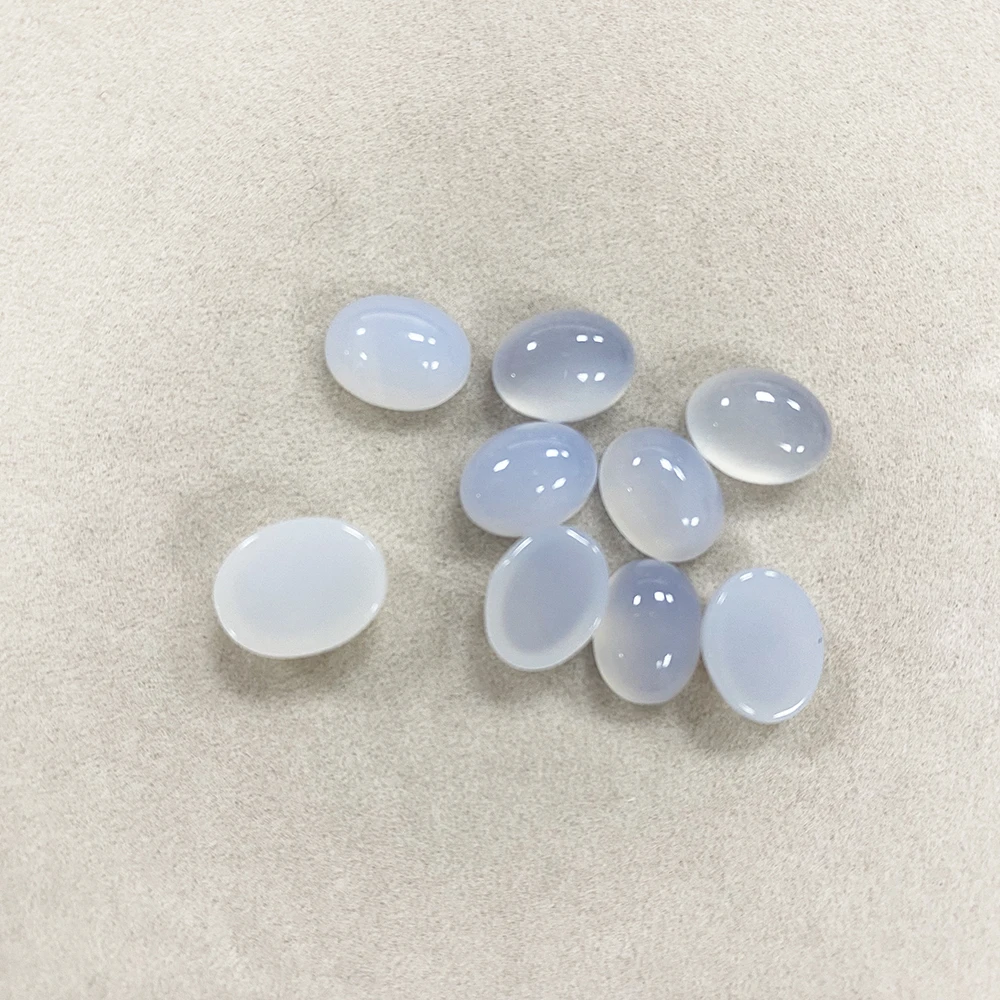 Factory Wholesale Brazilian Blue Agate Oval Cabochon Ice-Type Energy Stone Gem ​for Ring Earring Pendant DIY Jewelry Accessories