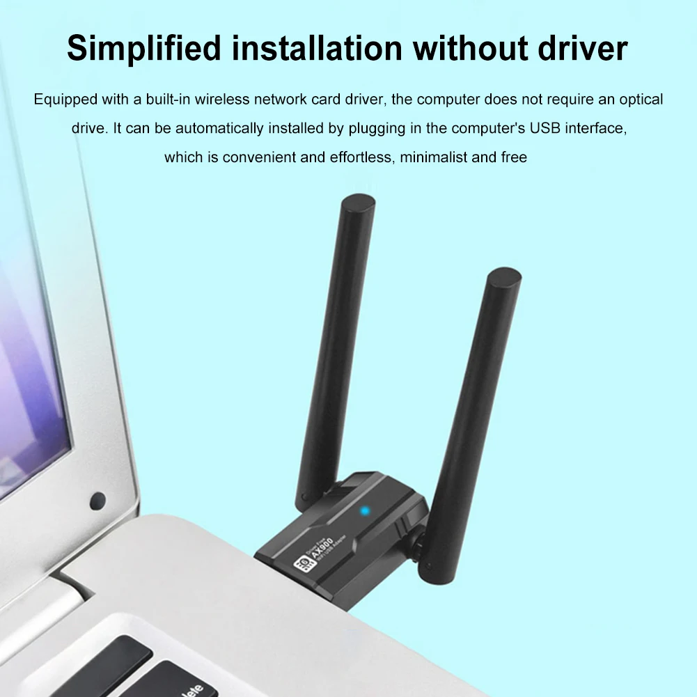 900Mbps USB WIFI 6 Kartu Jaringan 5dBi Antena Perolehan Tinggi Dual Band 2.4/5Ghz Adaptor Jaringan Nirkabel untuk PC Laptop Tablet