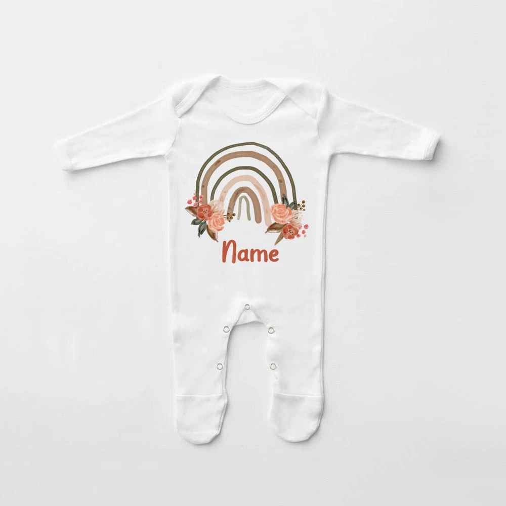 Personalised Rainbow Babygrow Sleepsuit Baby Coming Home Outfit Custom Name Infant Sleepsuit Newbron Shower Gift Baby Clothes