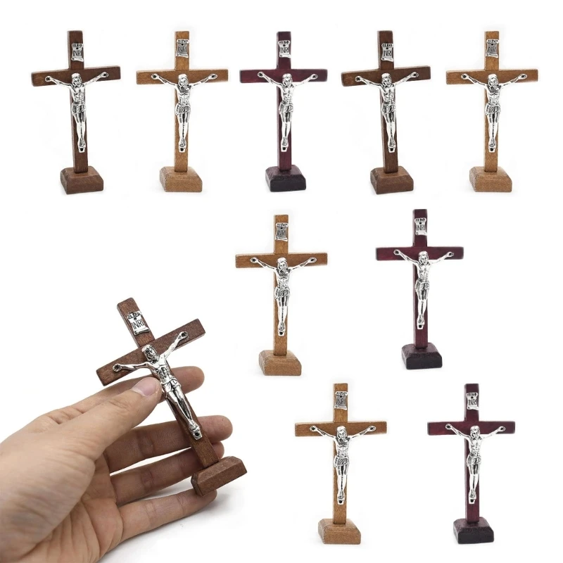 10pcs 나무 십자가 장식 탁상 장식 서 십자가 십자가 장식