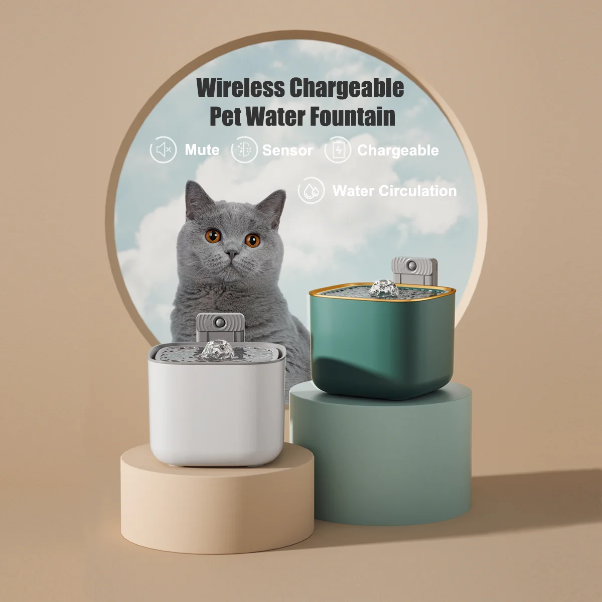 

3L/108oz Ultra Quiet Pet Water Fountain for Cats and Dogs,Infrared Biosensor Cat Water Dispenser with Filter and LED Light