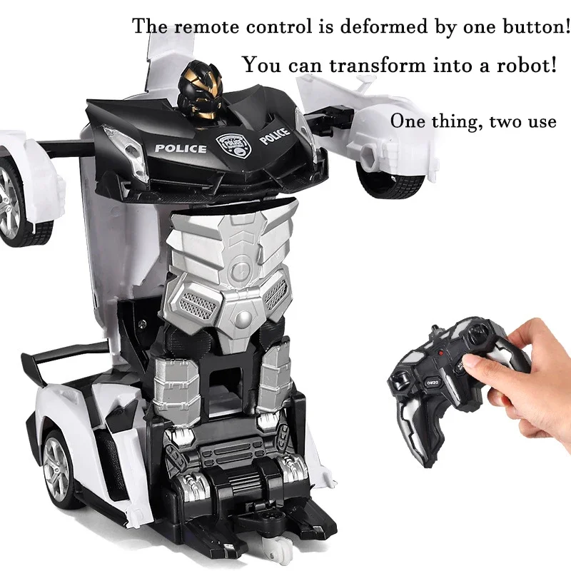Voiture électrique RC 2 en 1, Robots de Transformation, voiture de déformation à une touche, télécommande extérieure, modèle de voiture de sport, jouets pour enfants garçons