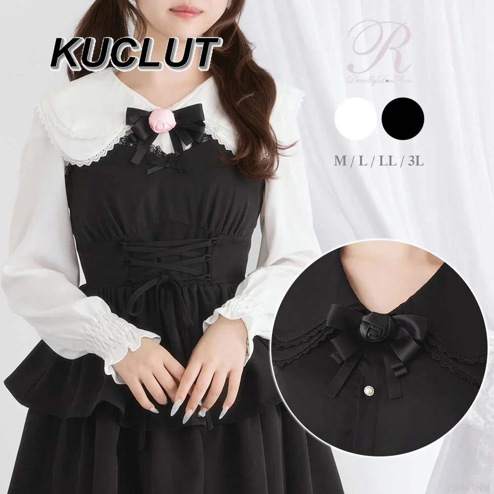 Hauts pour femmes automne hiver nouveaux chemisiers polyvalents mignon Double couche col 3D fleur à manches longues chemise vêtements intérieurs chemises blanches