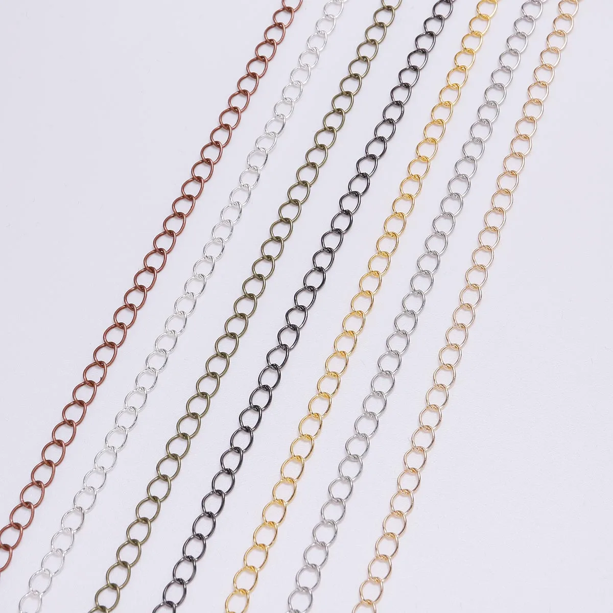 5m/lot 2.5 2.8 3.6 mm Long Open Link Ring Extended Extension Necklace Chains Tail Extender Chain For Jewelry Making Supplies