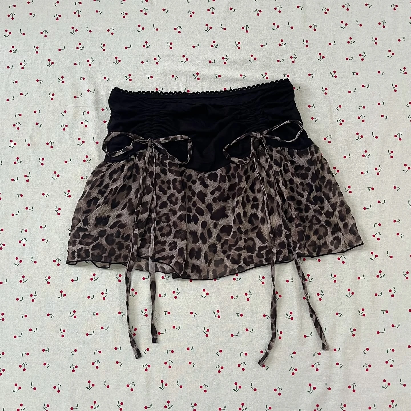 Y2k Hotsweet Hot Girl Leopard print Bow Mini Skirt Women Retro Trendiness Premium Versatile Sexy Fairy HighStreet Harajuku Skirt