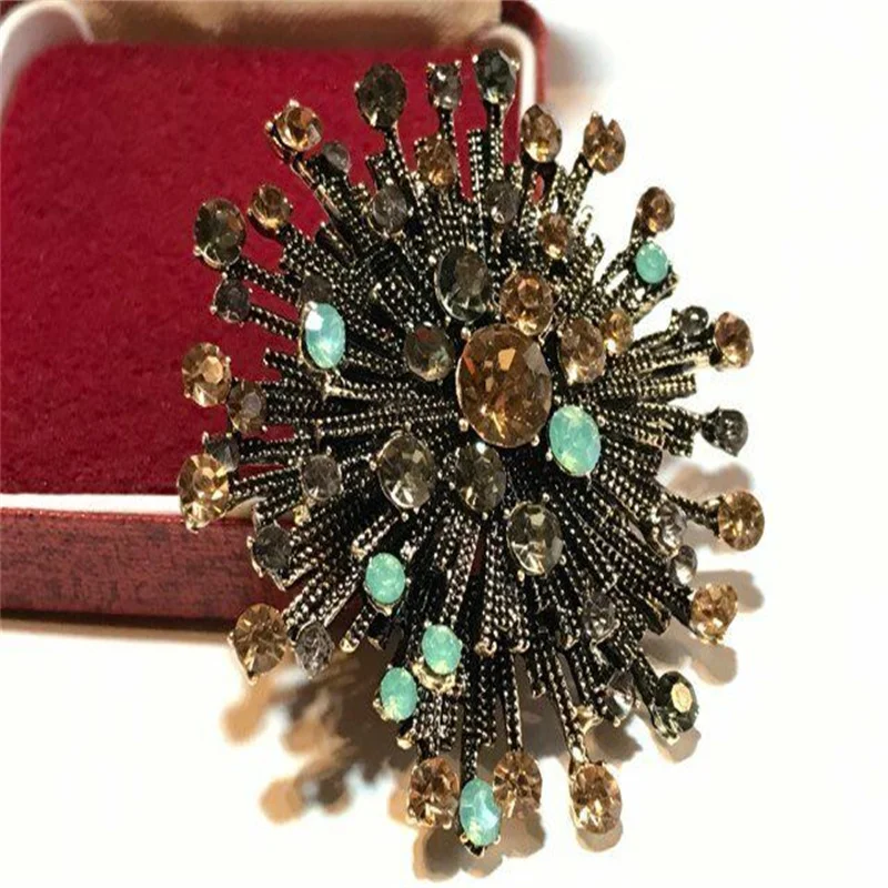 ريترو الذرية Starburst كريستال بروش دبوس 1950s مجوهرات نمط خمر #3