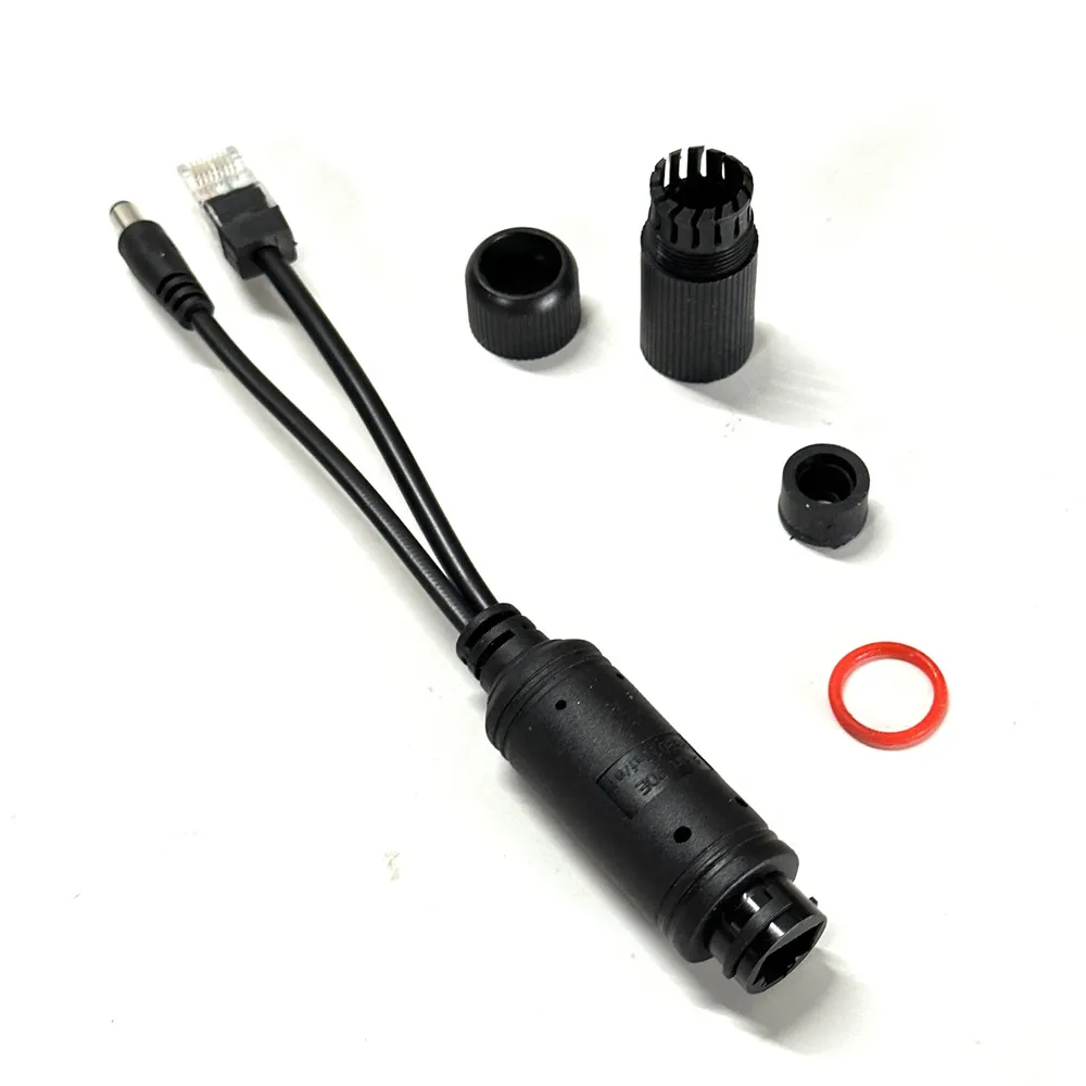 كابل محول POE مقاوم للماء 48 فولت إلى 12 فولت PoE الفاصل RJ45 وموصلات تيار مستمر حاقن POE خارجي لكاميرات IP الأمنية