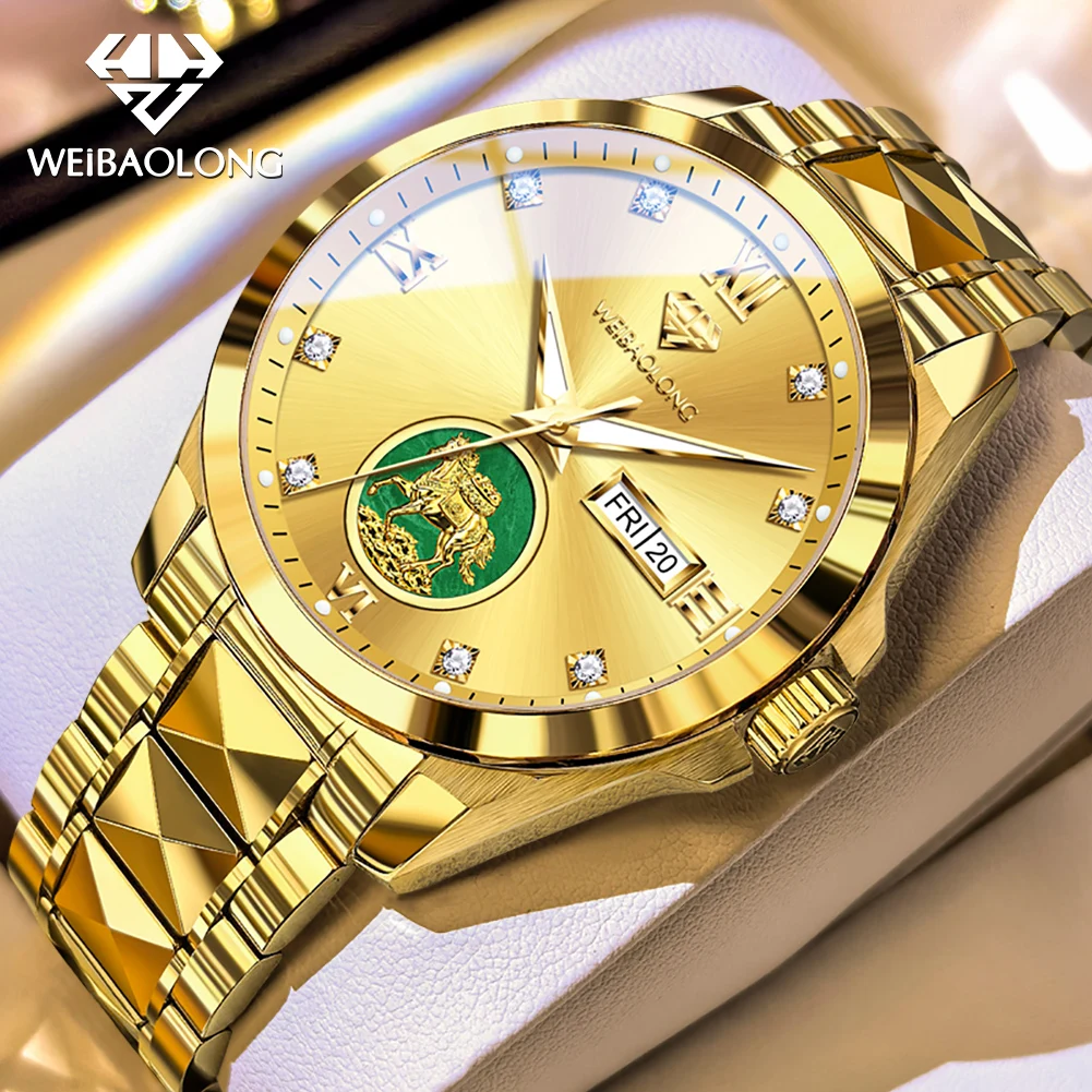 WEiBAOLONG Real Diamond Real Gold Watches for Men Top Luxury Original Limited-edition Japan Automatic Mechanical Man Watch 3816
