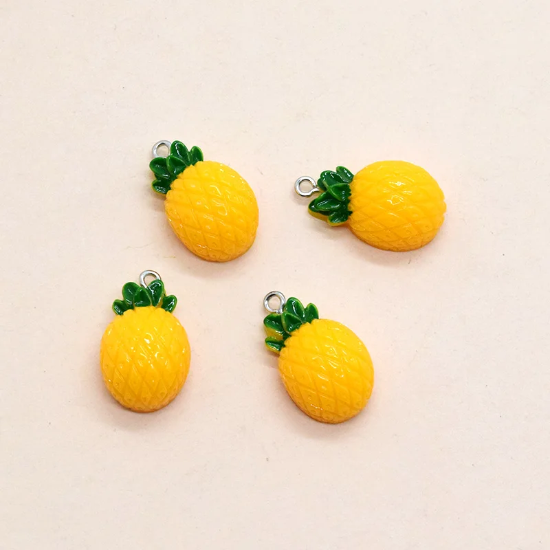 10pcs Flatback Fruit Pineapple Resin Charms Yellow Fruits Pendant For Earring Keychain Jewelry Make DIY F134