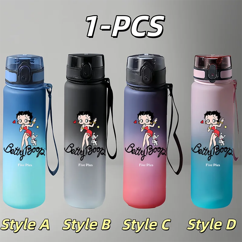 Betty Boop Cartoon 650ml Gradient Sports Water Bottle, Outdoor Portable Cup, Gifts for Vacations and Festivals view 5