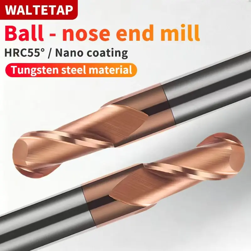 WALTETAP 2F CNC Router Bit Frees Carbide Kogelfrees Wolfraamstaal Cutter R0.5 R1 R2 R3 R4 R5 R6 snijgereedschap