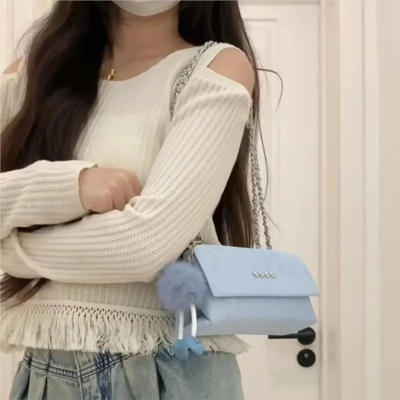 JIAERDI Sweet Cute Heart Handbag Women Diamond Pattern Square Chain Shoulder Bags Ladies Elegant Gentle High End Crossbody Bag