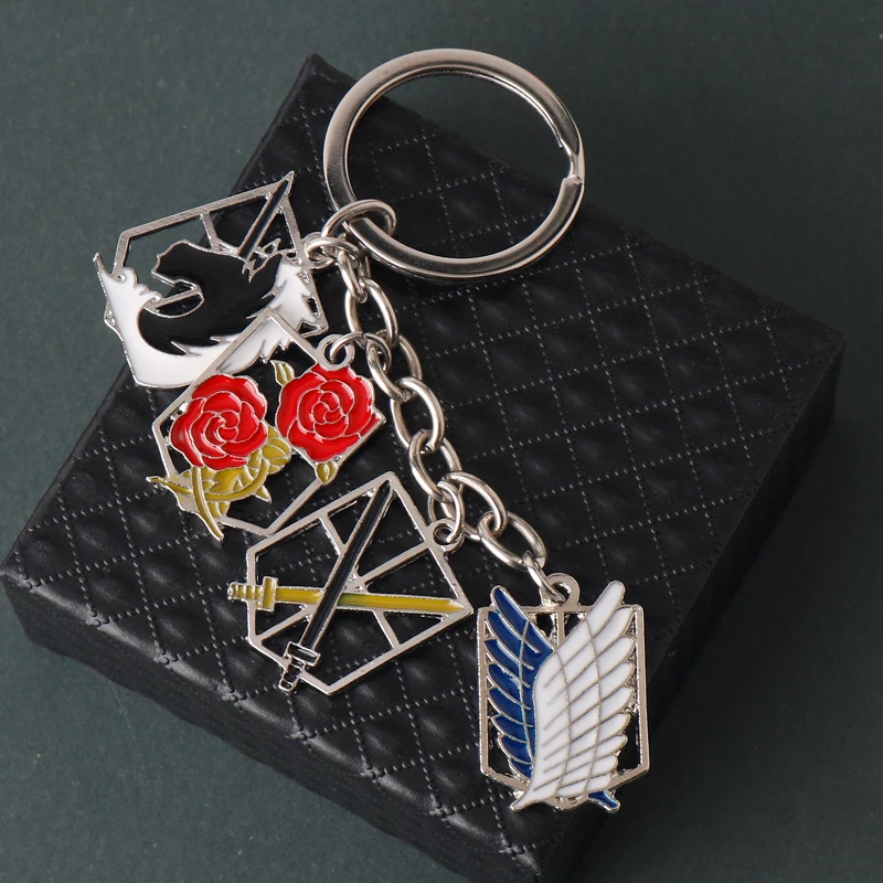 Anime Attack On Titan Keychain Shingeki no Kyojin Scouting Legion Emblem Pendant Key Chain for Women Men Cosplay Jewelry Gift