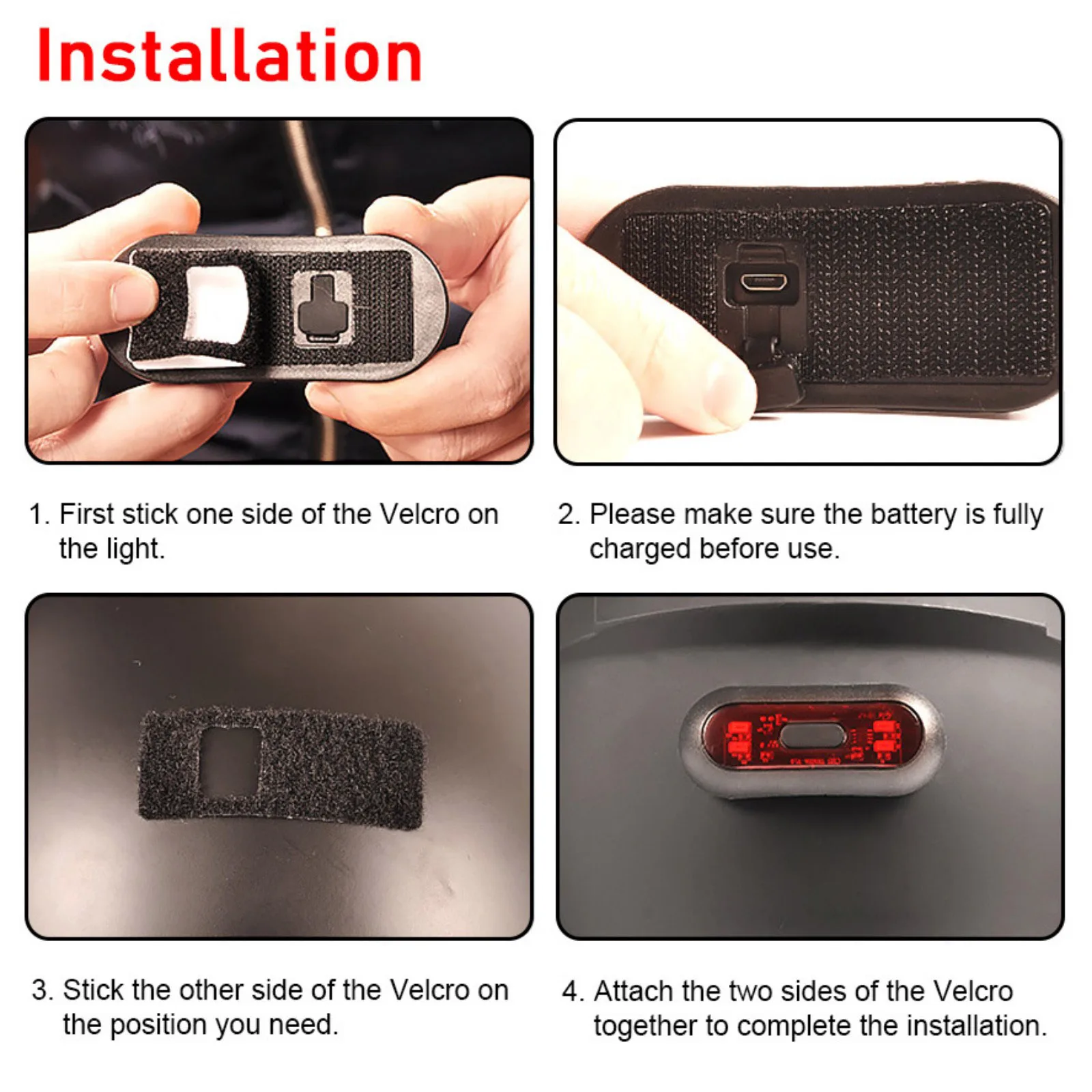 Helmet Taillight USB Rechargeable Motorcycle Bicycle Helmet Taillamp Safety Signal Warning Lamp Waterproof LED Light Rear Lamp