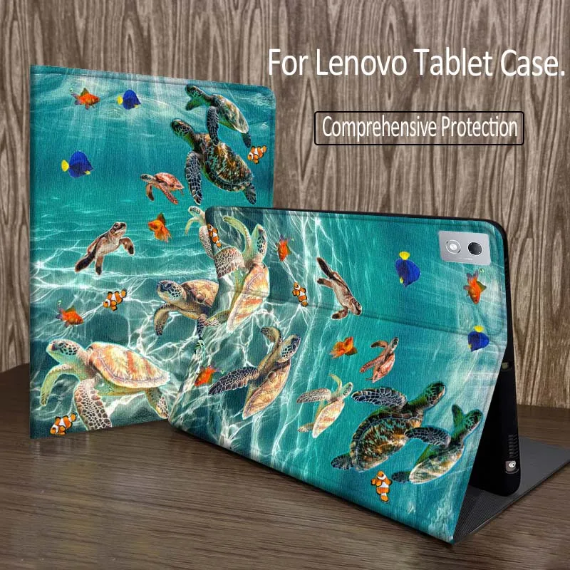 

Blue Turtle Flower Pattern For Legion Xiaoxin Pad P12 Pro Y900 GT 2023 2025 12.1 12.7 14.5 inch Tablet Case