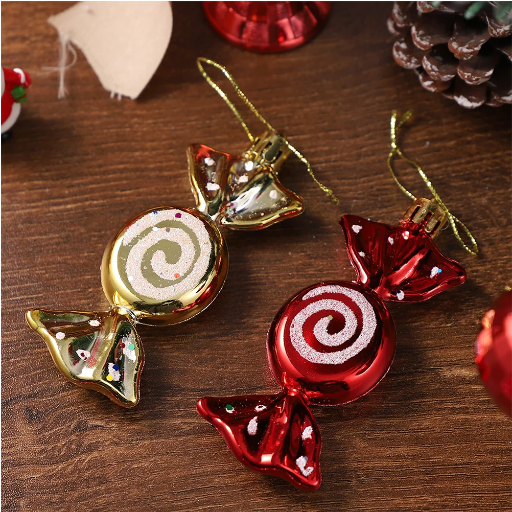 

18Pcs Christmas Candy Hanging Decorations Colorful Plastic Ornaments Xmas Tree Pendant Party Decoration Supplies