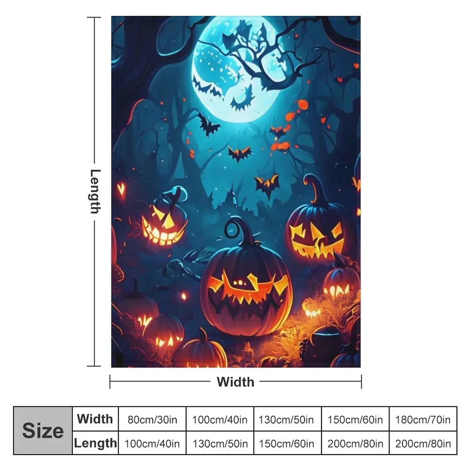 Enchanted full moon night: glowing pumpkins in the forest Throw Blanket Hairys Plush Tourist Blankets