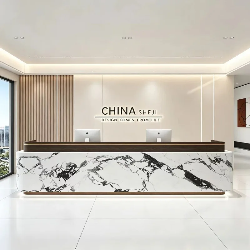 

Company Aesthetic Reception Desks Beauty Salon Wood Welcome Display Reception Desks Design Modern Mostrador Trendy Furniture