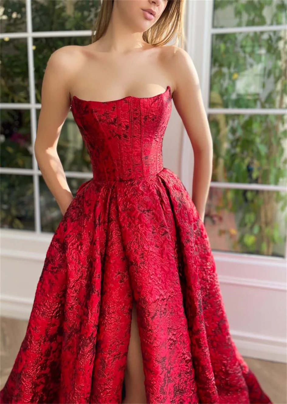 Shiyicey Red 2024 Printing Ball-Gown Backless Sleeveless Floor-length Dress Graduation Party Evening Elegant Luxury Celebrity