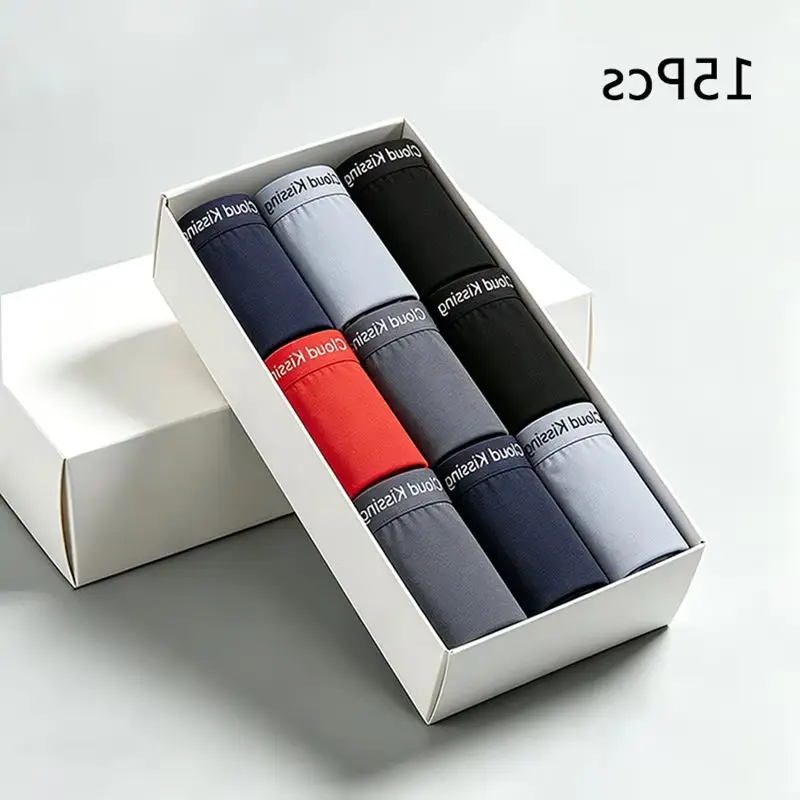 

Мужские удобные трусы Cloud Kissing, 15 шт., однотонные, мягкие, дышащие, с завышенной талией, для повседневной носки